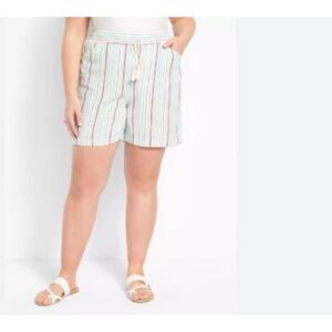 Lane Bryant NWT Linen Blend Pull On Tie Waist Shorts Plus Size 14/16